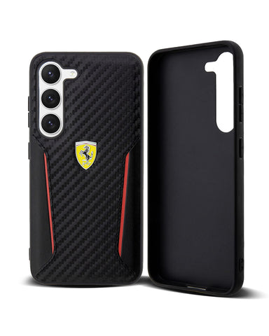 FERRARI Galaxy S23 Case [Official Licensed] by CG Mobile, PU CARBON CASE CONTRASTED EDGES
