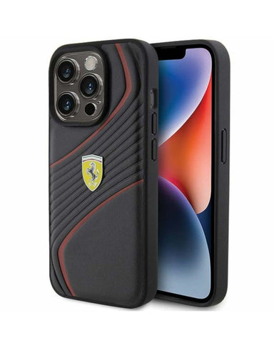 FERRARI iPhone 15 Pro Case [Official Licensed] by CG Mobile | Bicolor Stitched PU Leather Case