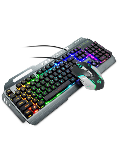 RAEGR RapidGear X30 Wired Rainbow Backlight Keyboard and 1200 dpi Mouse Set Combo