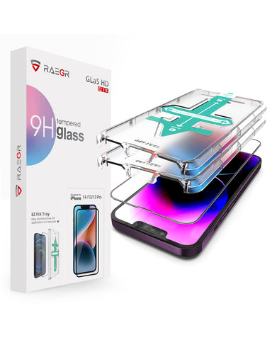 RAEGR iPhone 14 / 13 / 13 Pro Screen Protector, GLaS HD EZ Fix Privacy (Pack of 2)