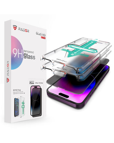 RAEGR iPhone 14 Pro Screen Protector, GLaS HD EZ Fix Full Cover Tempered Glass(Pack of 2)