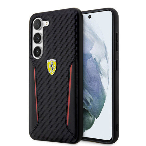 FERRARI Galaxy S23 Plus Case [Official Licensed] by CG Mobile, PU CARBON CASE CONTRASTED EDGES