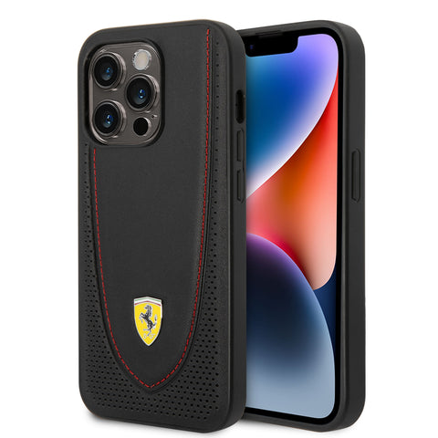 Ferrari iPhone 14 Pro Case [Official Licensed] by CG MOBILE  Pu Leather Case Slanted Stripe