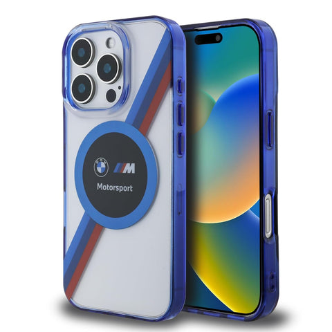 BMW iPhone 16 Pro Max Case [Official Licensed] Mag-Safe Compatible|Motorsport IML Printed Case Circle & Tricolor Stripes