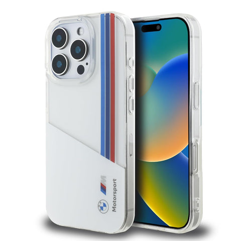 BMW iPhone 16 Pro Case [Official Licensed] By CG Mobile Motorsport | IML Printed Case with Vertical Stripes