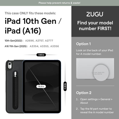 ZUGU Case for iPad 10.9-inch (11th Gen, A16 2025 / 10th Gen, 2022)  (Auto Sleep/Wake)