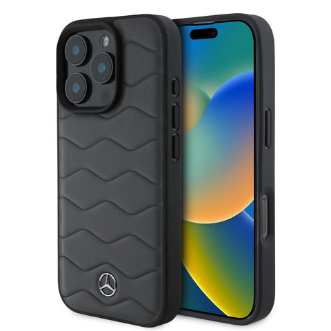 Mercedes-Benz iPhone 16 Pro Max Case [Official Licensed] By CG MOBILE Leather Case with Waves Pattern