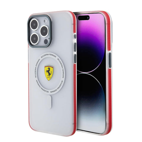 Ferrari Samsung Galaxy S24 Ultra Case [Official Licensed] by CG Mobile | PU Leather Carbon with Vertical Line | Protective Case- Black/Red