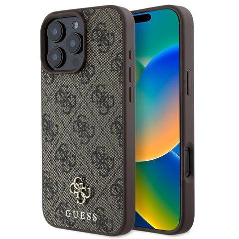 Guess iPhone 16 Pro Max Case [Official Licensed] By CG MOBILE Mag-Safe Compatible | PU Case with 4G Small Metal Logo & Classic Logo