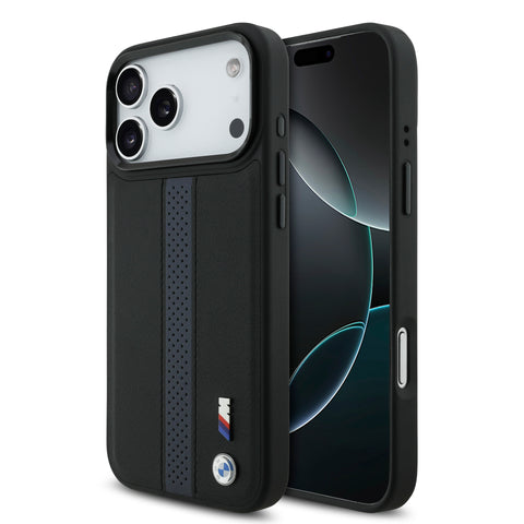BMW iPhone 17 Pro Max Case [Official Licensed] By CG MOBILE,  M Collection|Pu Leather Case Perforated Stripes & Metal Logos