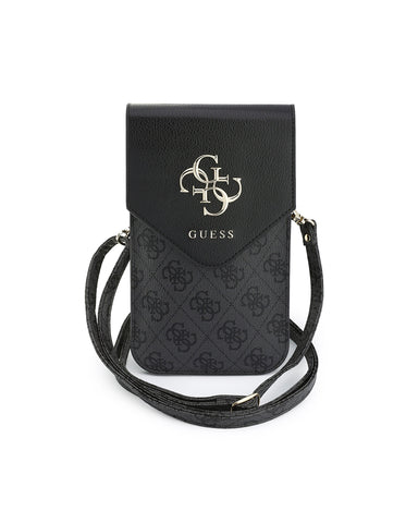 GUESS Universal Wallet Bag [Official Licensed] by CG Mobile | Grained PU Leather with Classic Logo & Strap,