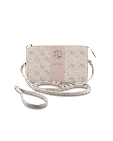 GUESS Universal Phone Pouch [Official Licensed] by CG Mobile, PU Leather with Middle Stripe, 4G Metal Round & Classic Logo