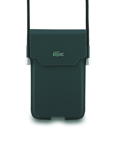 Lacoste Universal Wallet Bag [Official Licensed] by CG Mobile | Petit Pique with Metal Logo, Crossbody Bag- Sinople (Dark Green)