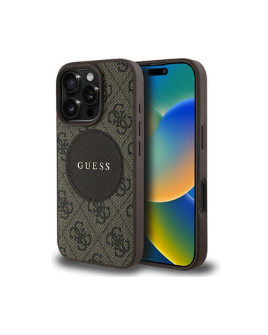 Guess iPhone 16 Pro Case [Official Licensed] By CG MOBILE, PU  4G Circle w/ Classic Logo W/ Mag-Safe