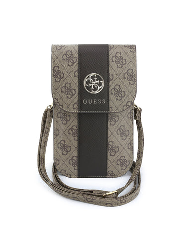 GUESS Universal Wallet Bag [Official Licensed] by CG Mobile | PU Leather With Middle Stripe Metal Round & Classic Logo