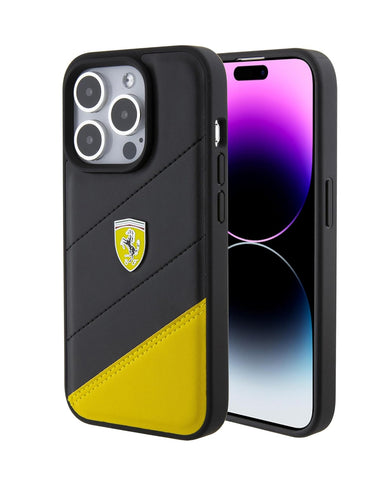 FERRARI iPhone 15 Pro Case [Official Licensed] by CG Mobile | Bicolor Stitched PU Leather Case