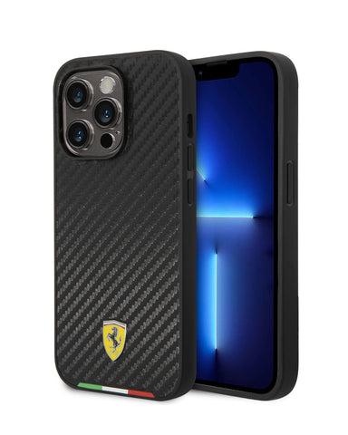 Ferrari iPhone 14 Pro Max Case [Official Licensed] by CG MOBILE Pu Leather Case Slanted Stripe