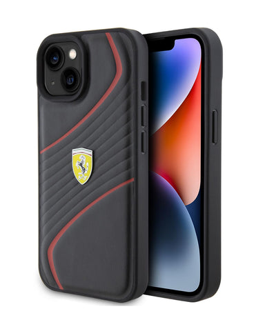 FERRARI iPhone 15 Case [Official Licensed] by CG Mobile,  PU Leather Case with Twist Embossed Lines