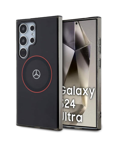 Mercedes-Benz Samsung Galaxy S24 Ultra Case [Official Licensed] by CG Mobile | Mag-Safe Compatible Transparent Case- Black/Red