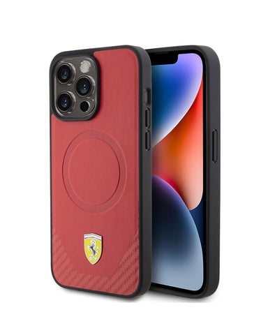 FERRARI iPhone 15 Pro Max Case [Official Licensed] by CG Mobile | PU Leather Case | Perforated Holes with Big SF Logo