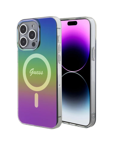 GUESS iPhone 15 Pro Max Case [Official Licensed] by CG Mobile | Grip Stand Case with PU 4G Triangle Strass