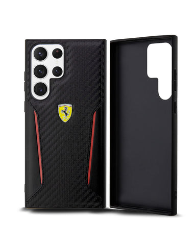 FERRARI Galaxy S23 Ultra Case [Official Licensed] by CG Mobile, PU CARBON CASE CONTRASTED EDGES