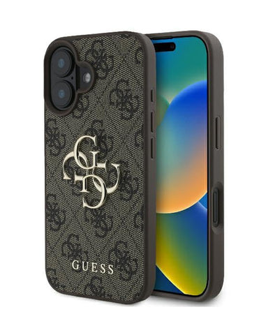 Guess iPhone 16 Pro Case [Official Licensed] By CG MOBILE Mag-Safe Compatible |PU Case with 4G Small Metal Logo & Classic Logo