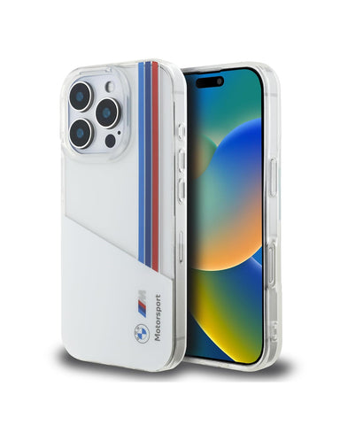 BMW iPhone 16 Pro Case [Official Licensed] By CG Mobile Motorsport | IML Printed Case with Vertical Stripes