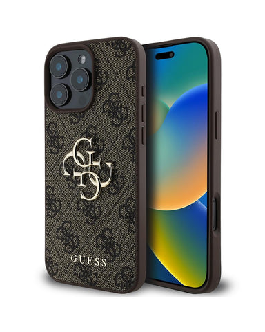 Guess iPhone 16 Pro Max Case [Official Licensed] By CG Mobile PU Leather Case with 4G Big Metal Logo | Shock Absorption
