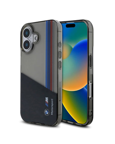 BMW iPhone 16 Case [Official Licensed] By CG MOBILE M Collection Mag-Safe Compatible | PU Carbon Tricolor Stripes