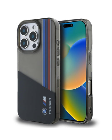 BMW iPhone 16 Case [Official Licensed] By CG MOBILE M Collection Mag-Safe Compatible | PU Carbon Tricolor Stripes