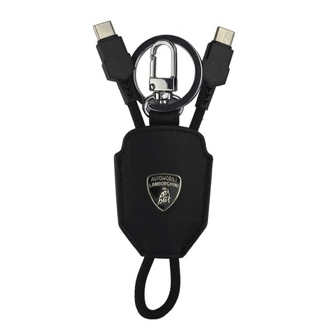 Lamborghini Premium Cable Keychain [Official Licensed] by iMOBO, Aventador Braided Nylon Type C-C Cable with Leather Strap