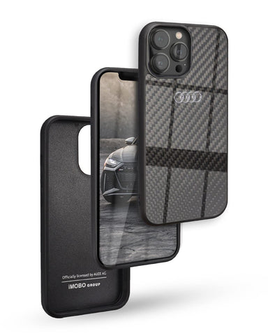 Audi iPhone 13 Pro Max Case [Official Licensed] by iMOBO, Premuim Carbon Fibre