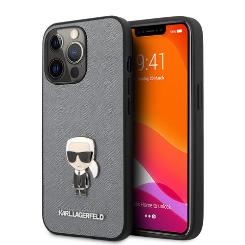 Karl Lagerfeld iPhone 13 Pro Max Case [Official Licensed] by CG Mobile Saffiano Ikonik