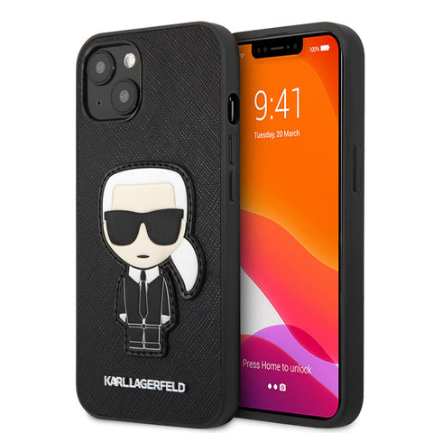 Karl Lagerfeld iPhone 13 Case [Official Licensed] by CG Mobile Karl & Choupette Heads with Black Outline