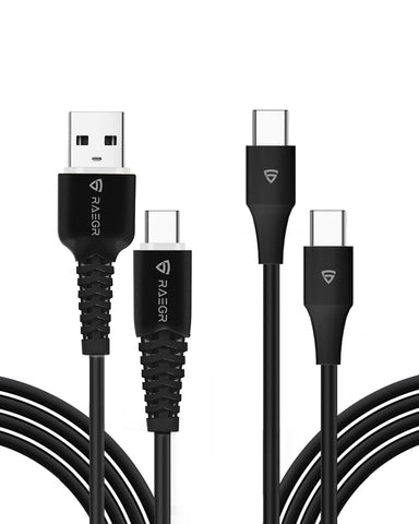 RAEGR RapidLine 100 A2C & C2C Cables Combo Pack, PD Fast Charging