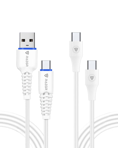 RAEGR RapidLine 100 A2C & C2C Cables Combo Pack, PD Fast Charging